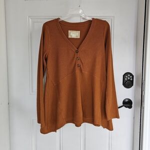 Maeve Sweater Eliza Henley Babydoll Tunic Long Sleeve Button Front Sz M Fall Top